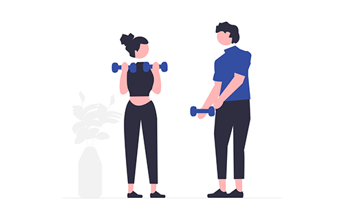 illistration of two people working out together